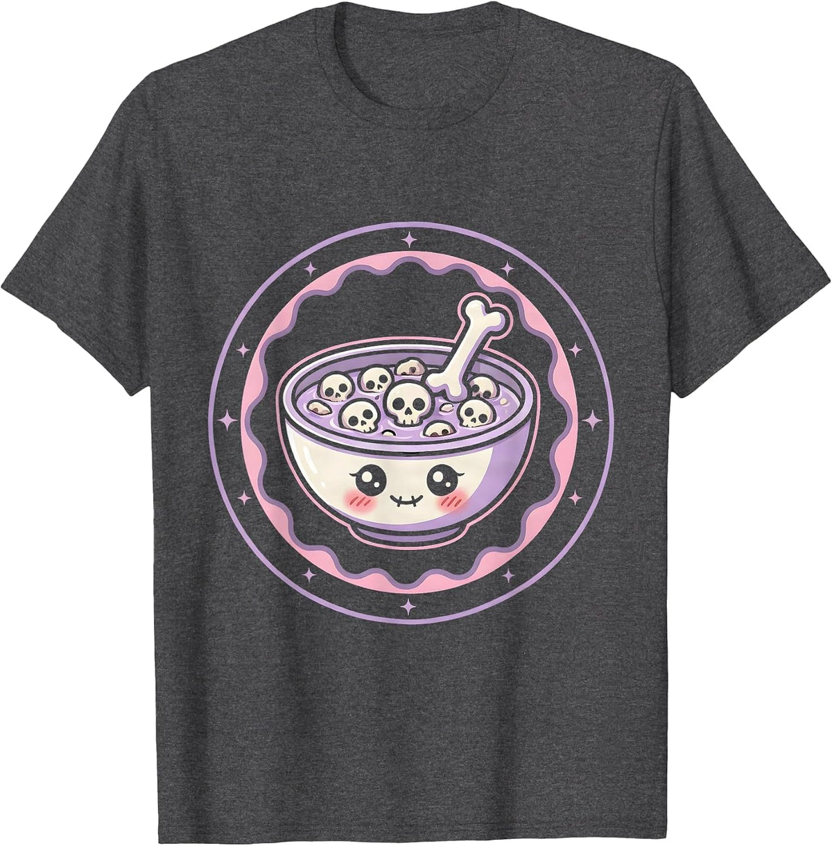 Men's Cereal Killer Skull Flakes Graphic Design T-Shirt - Dark Heather Grey