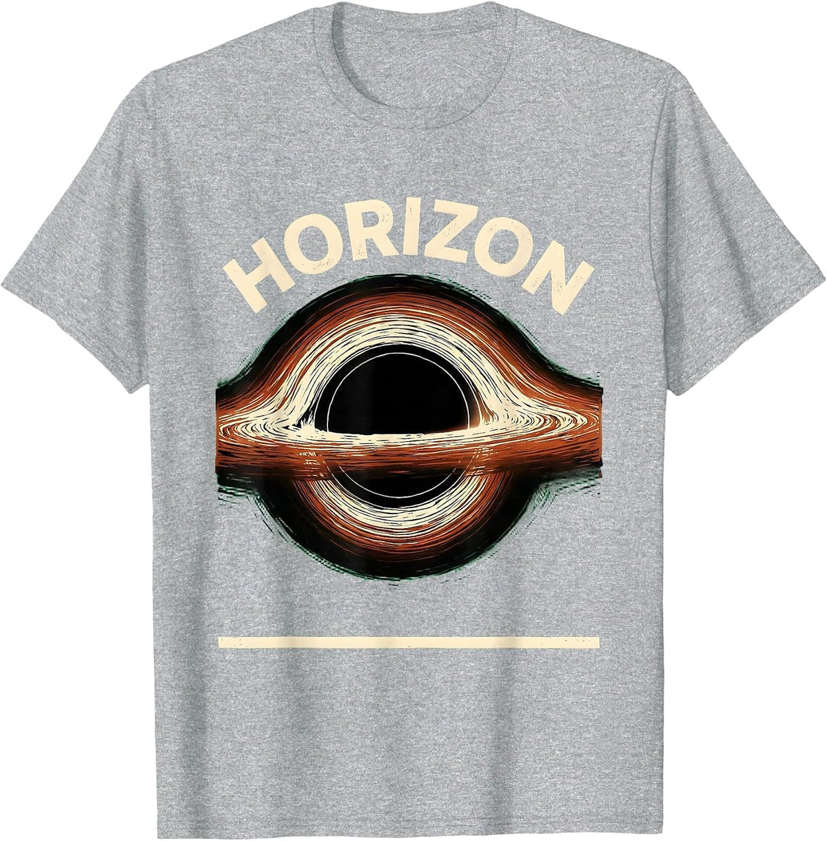 Men's Horizon Linocut Black Hole Astrophysics Science Student T-Shirt - Heather Grey