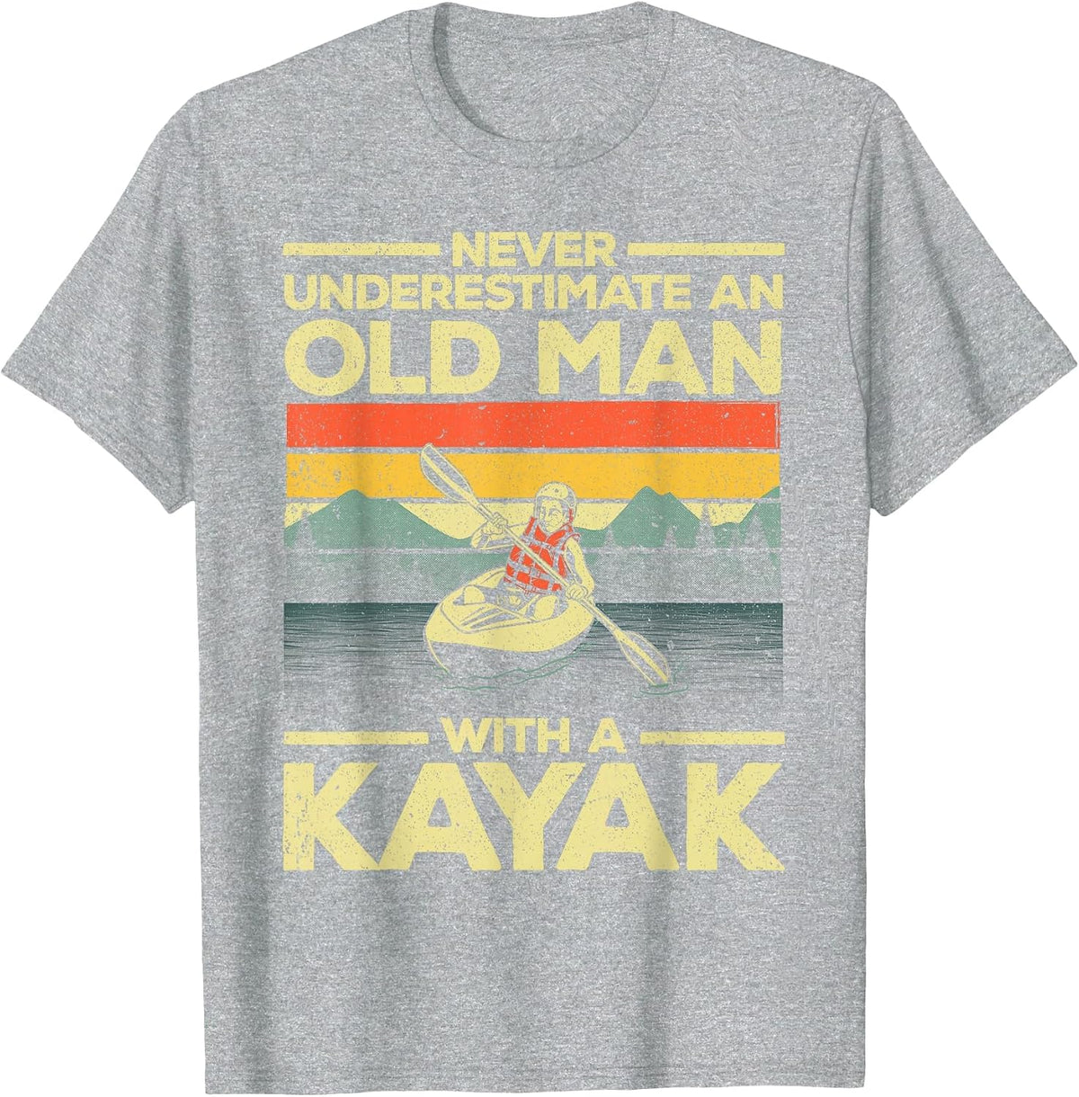 Funny Kayaking Design for Men Grandpa Kayaker Kayak Lovers T-Shirt - Heather Grey