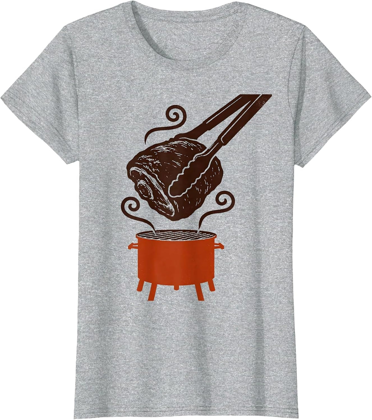 Barbecue Tongs Pork Shoulder Funny BBQ Pitmaster T-Shirt - Heather Grey