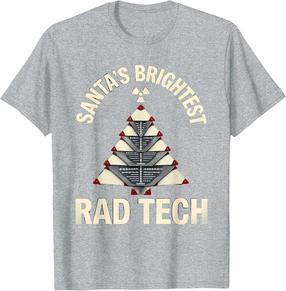 Men's Santa's Brightest Rad Tech Funny Radiology Tech Christmas T-Shirt - Heather Grey