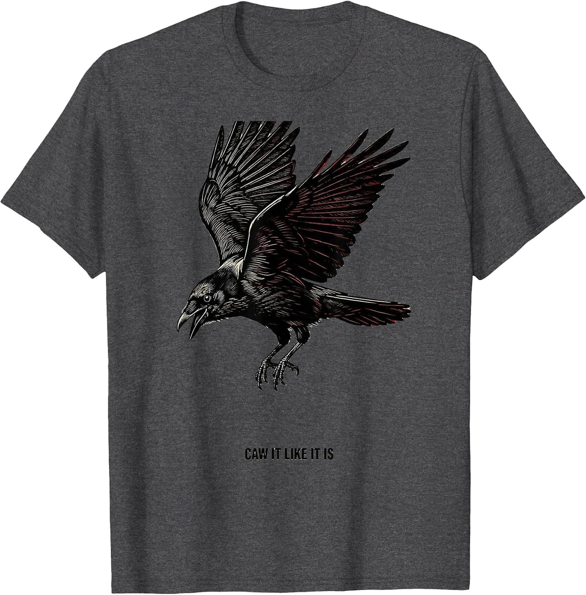 Men's Caw It Like It Is Gothic Crow Bird Pun Humor T-Shirt - Dark Heather Grey