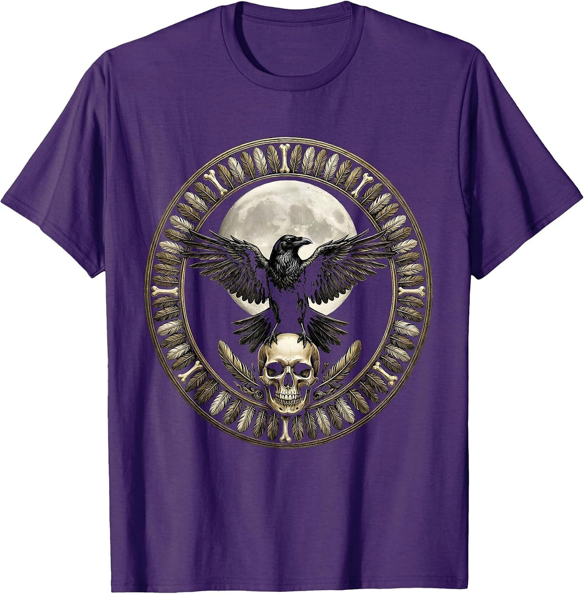 Men's Crow Skull Harvest Moon Dark Anime Graphic T-Shirt - Purple