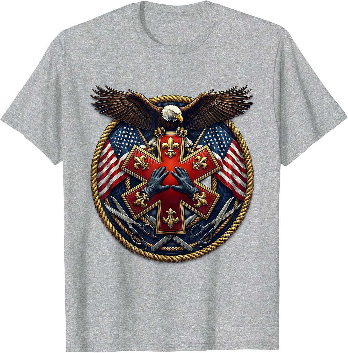 Men's EMT CPR Life-Saving Hands Graphic Design T-Shirt - Heather Grey