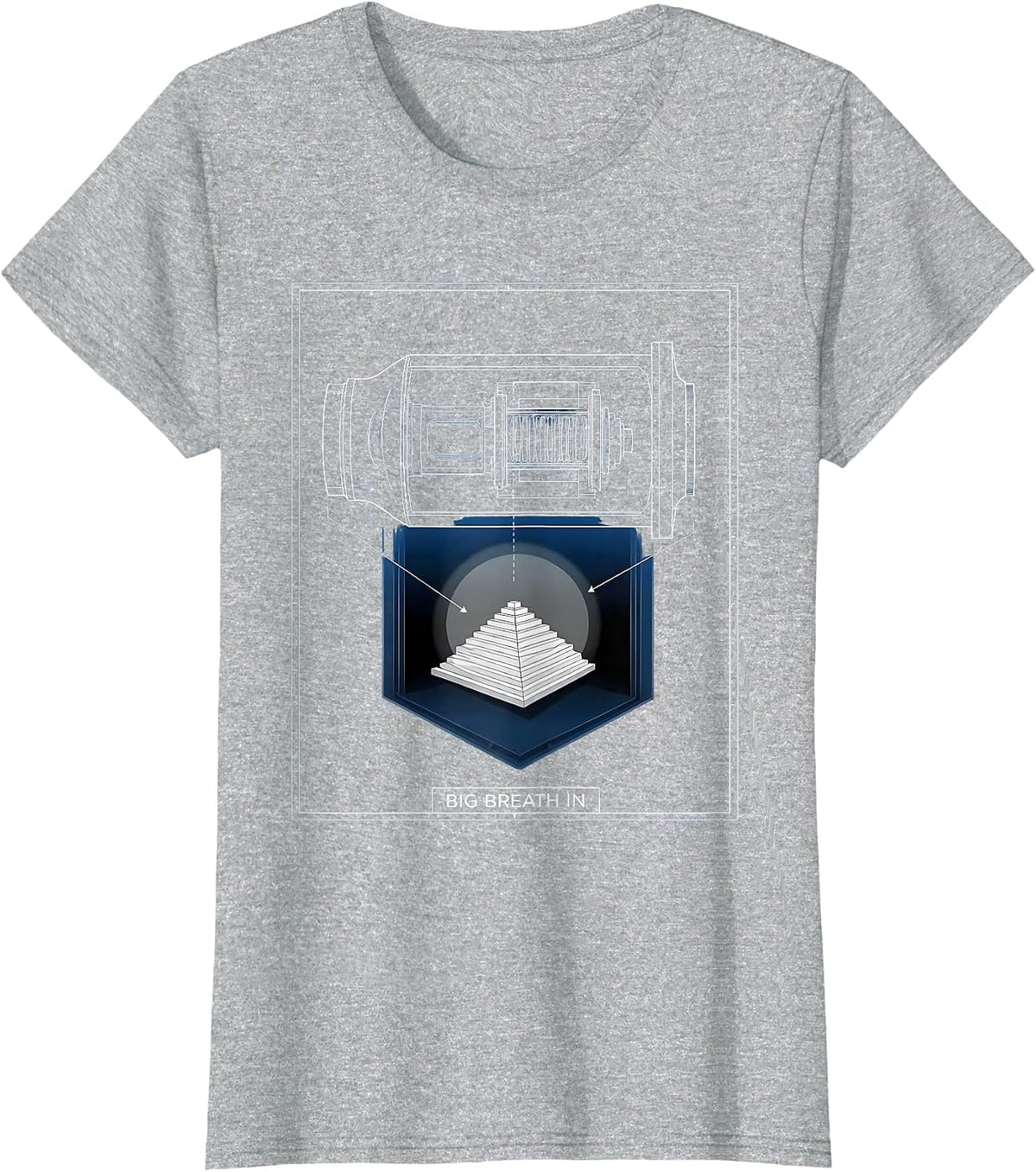 Big Breath In Technical Blueprint Radiologic Technologist T-Shirt - Heather Grey