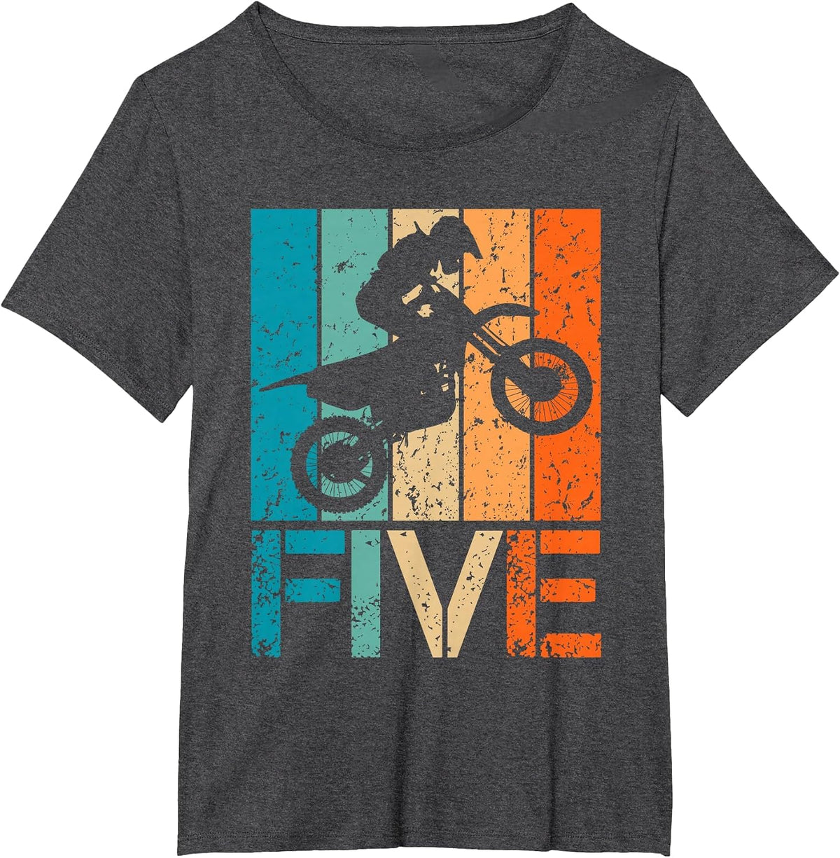 Dirt Bike 5th Motocross Birthday 5 Year Old 5yr Boys Girls T-Shirt - Dark Heather Grey