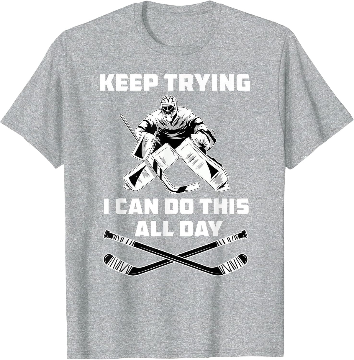 Funny Ice Hockey Goalie T-Shirt - Heather Grey