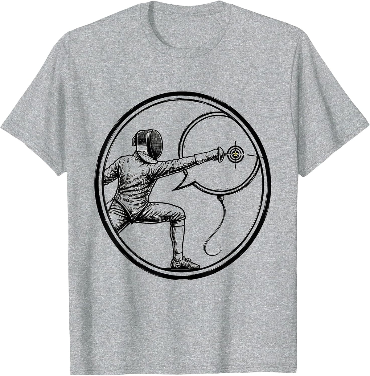 Men's Circular Fencer Badge Humor Fencing Sport Fan Gift T-Shirt - Heather Grey