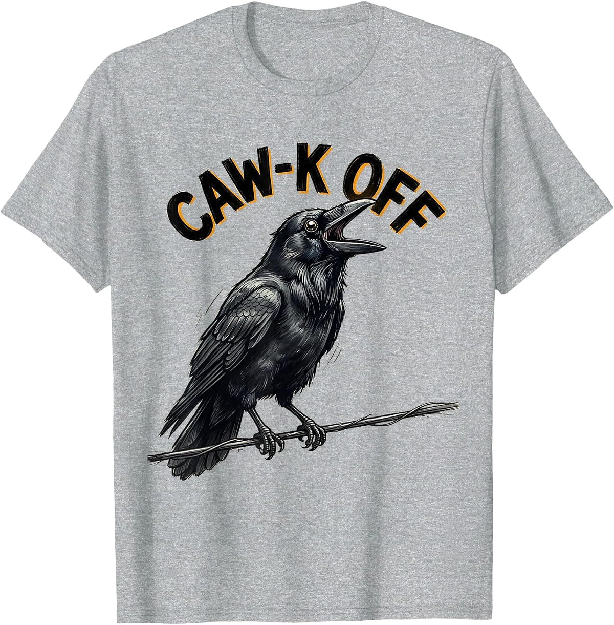 Men's CAW-K OFF Funny Crow Bird Pun Meme Humor T-Shirt - Heather Grey