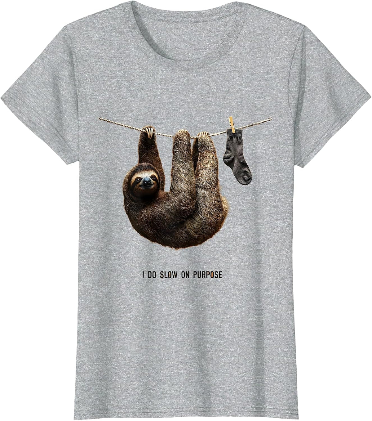 I Do Slow On Purpose Funny Sloth Novelty Animal Humor Gift T-Shirt - Heather Grey