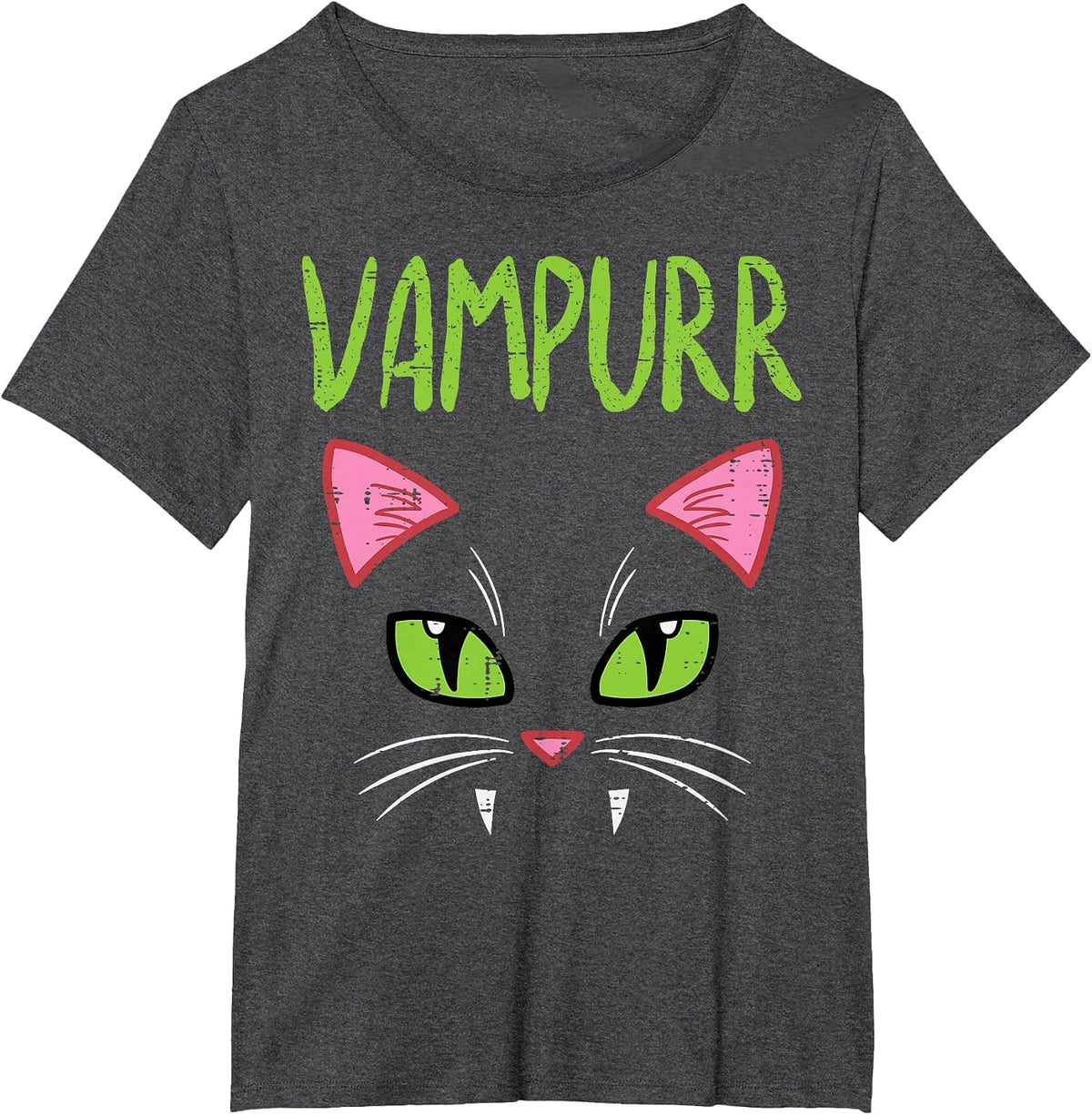 Vampurr Vampire Cat Funny Halloween Costume Women Girls T-Shirt - Dark Heather Grey