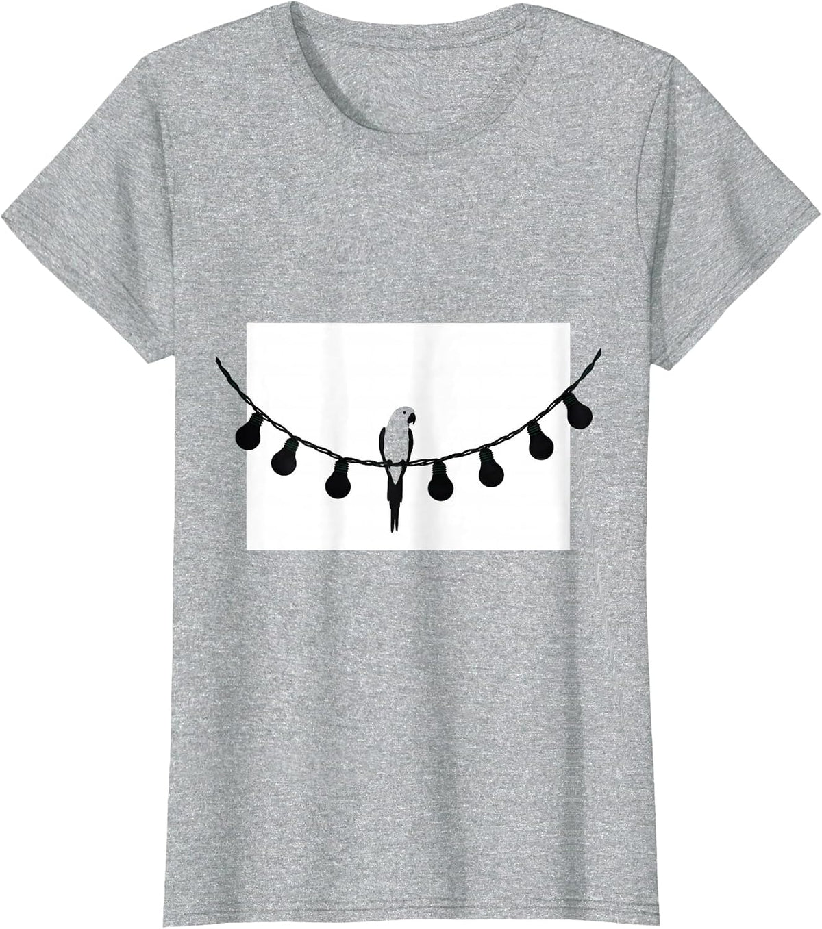 Women's Christmas Lights Parakeet Minimalist Family Humor T-Shirt - Heather Grey
