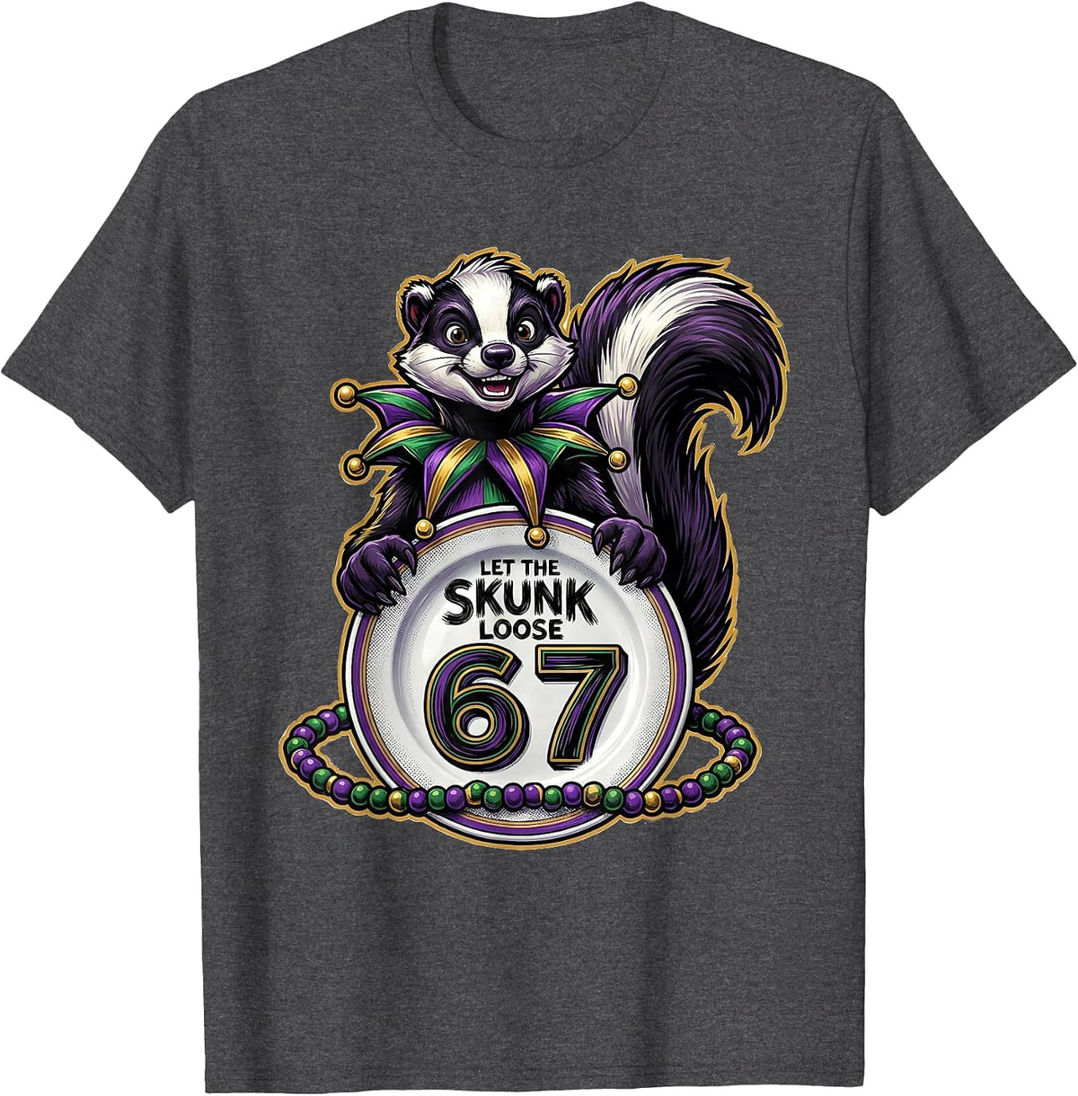 Let The Skunk Loose, 6 7 Mardi Gras Jester Meme Kids T-Shirt - Dark Heather Grey