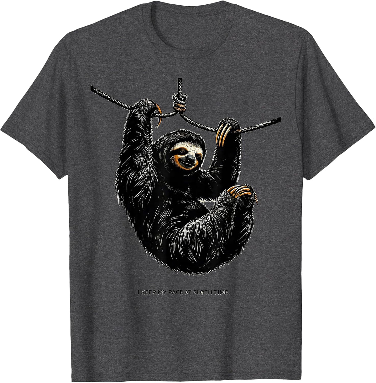 Men's I Keep My Pace At Sloth Time Funny Sloth Lover Humor T-Shirt - Dark Heather Grey