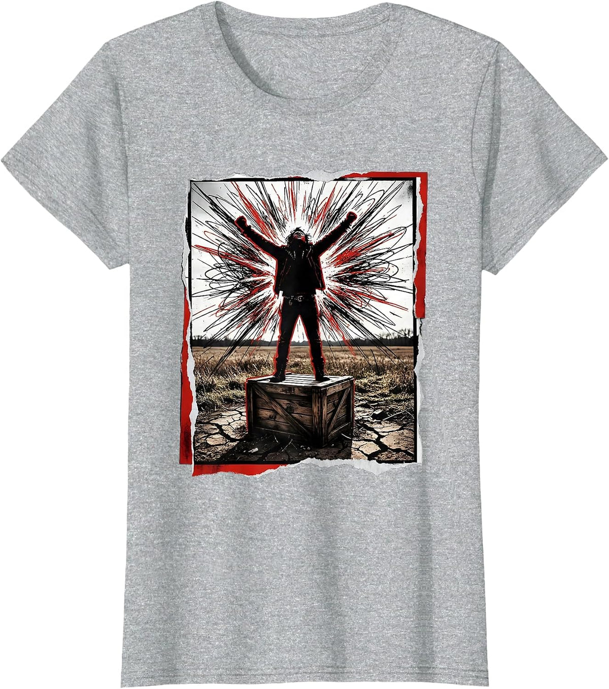 Women's Free Speech Soapbox Illustration Graphic Tee T-Shirt - Heather Grey