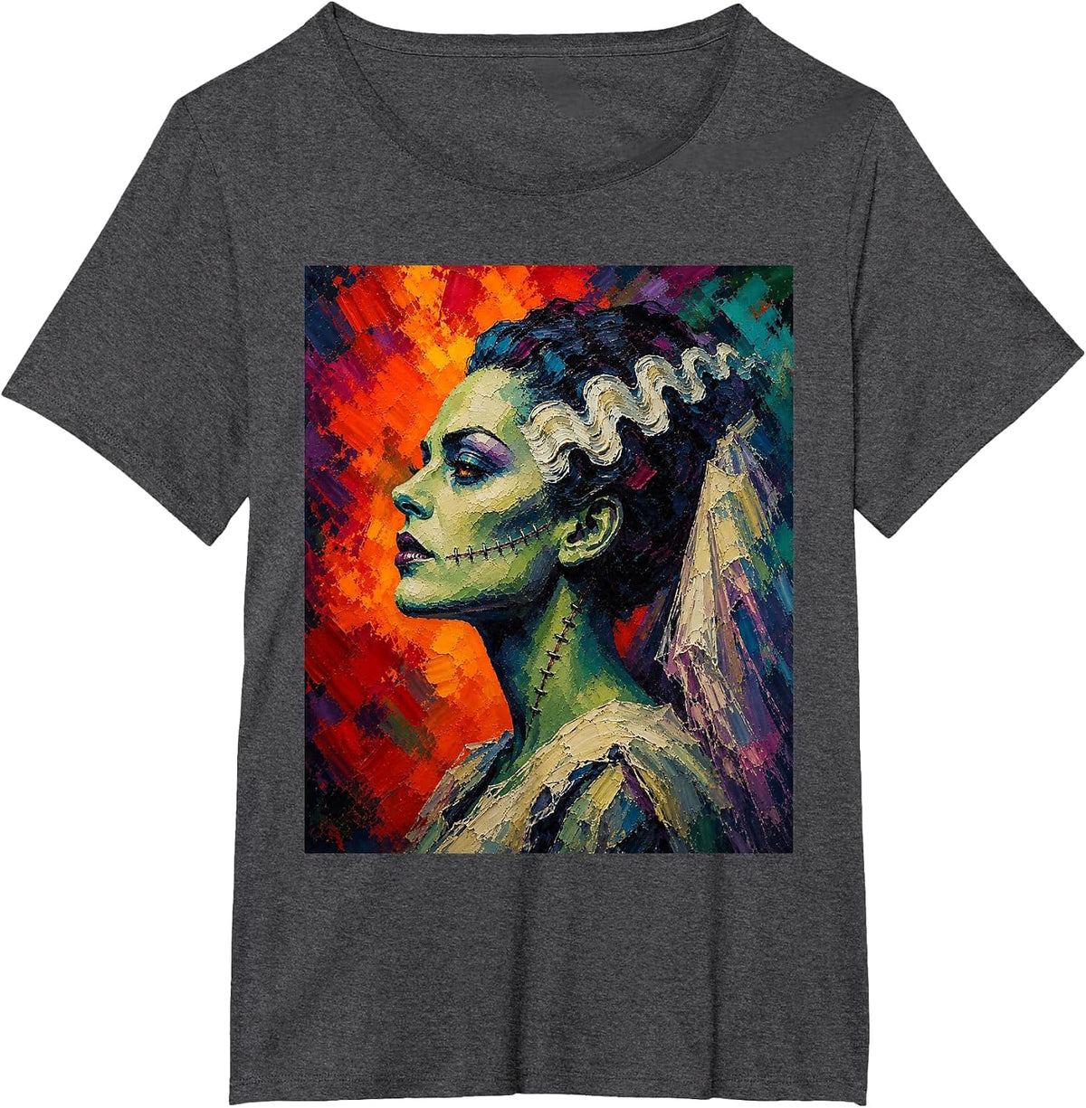 Bride and Frankenstein The Lover Halloween Matching Couple T-Shirt - Dark Heather Grey