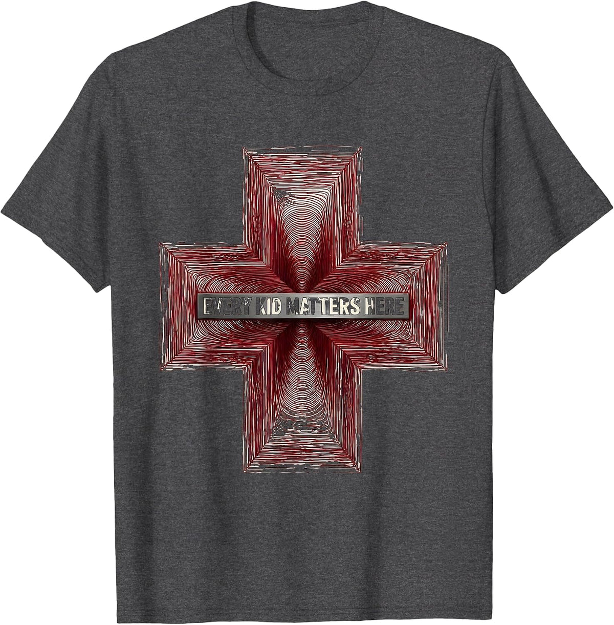 Men's Every Kid Matters Here School Nurse Design T-Shirt - Dark Heather Grey