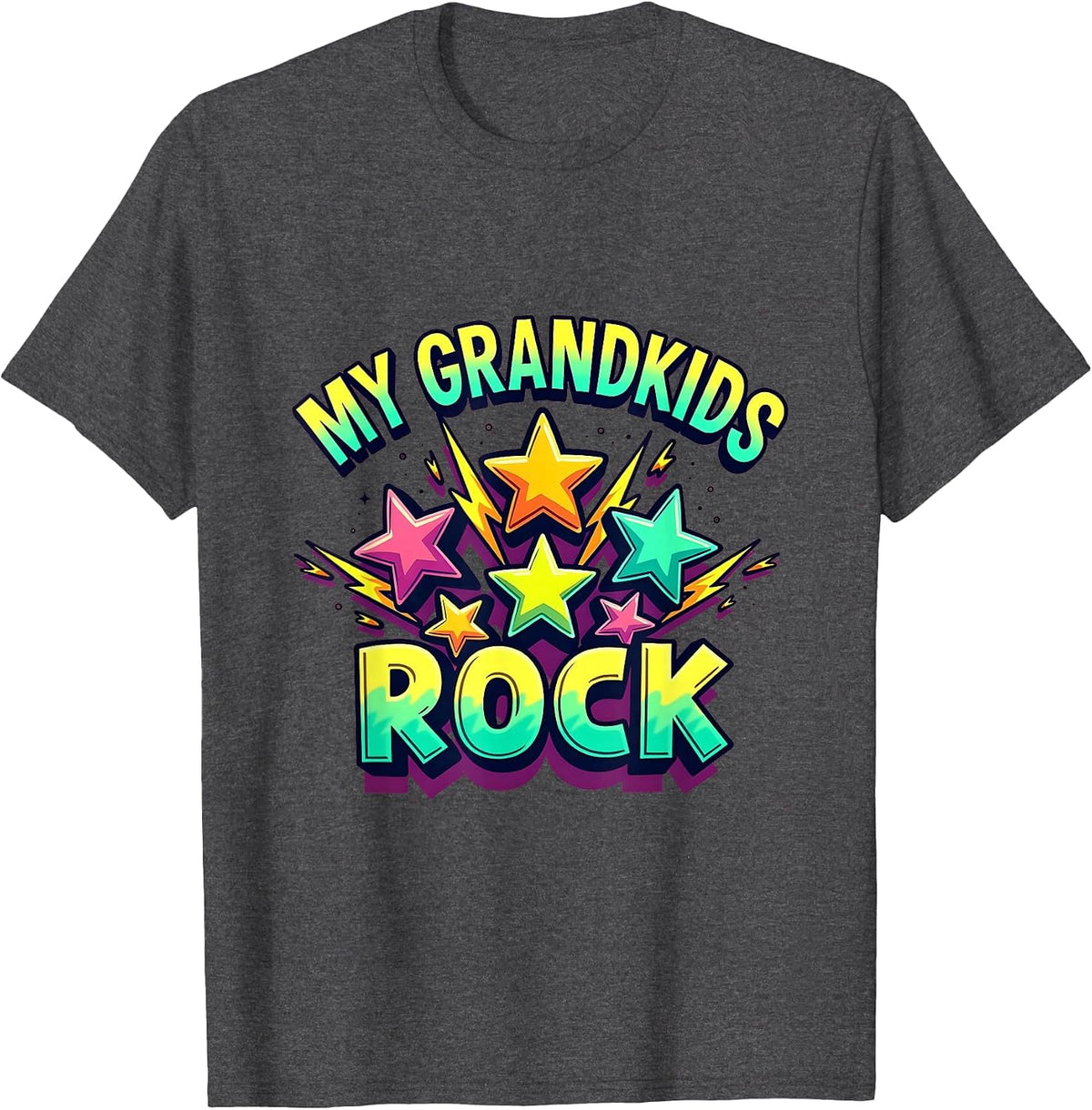 My Grandkids Rock Proud Grandma Design T-Shirt - Dark Heather Grey