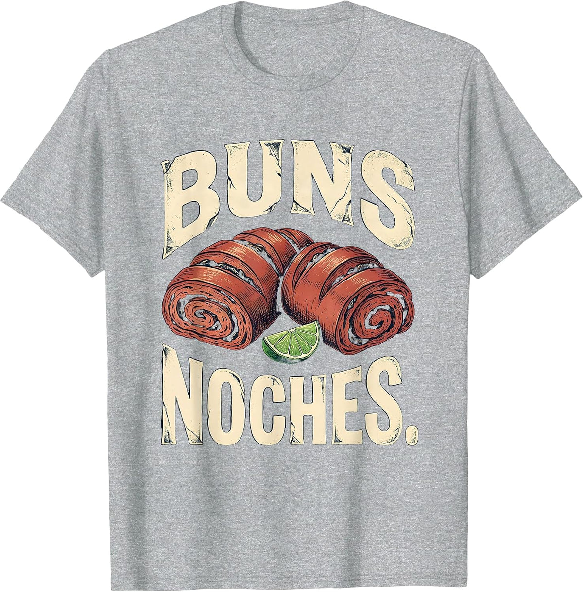 Men's Buns Noches Vintage Cinco De Mayo Spanish Pun Party Humor T-Shirt - Heather Grey