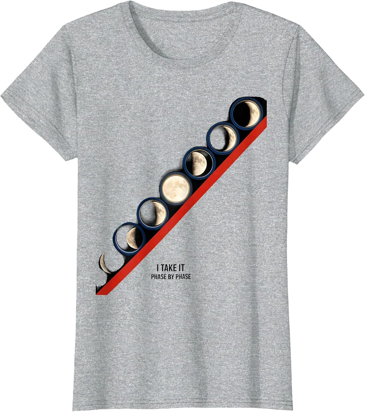 I Take It Phase By Phase Bauhaus Modernist Astronomy Science T-Shirt - Heather Grey