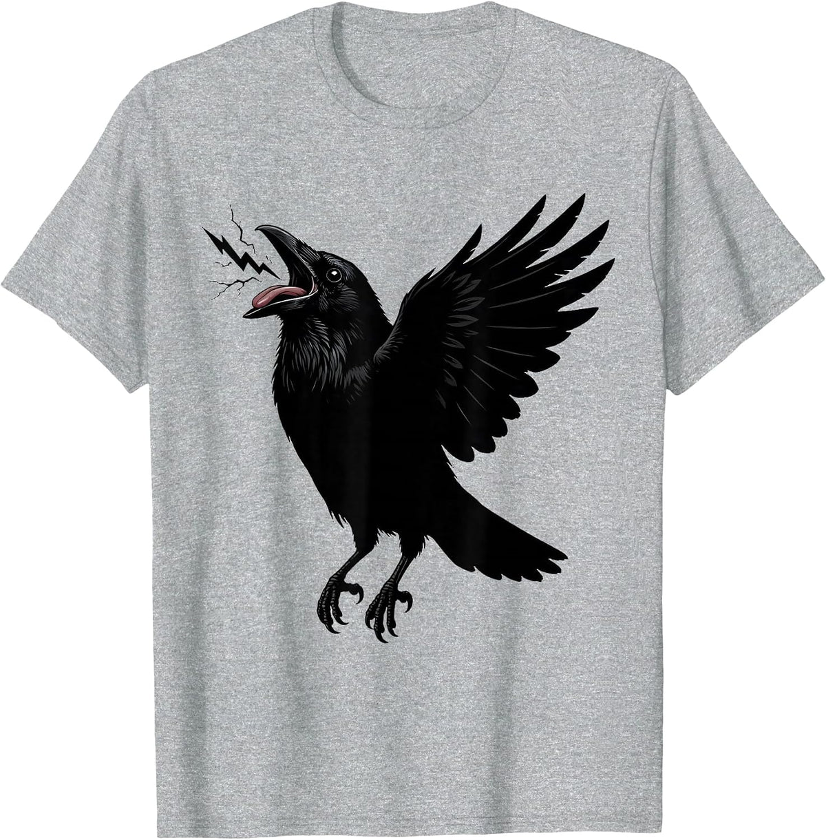 Men's Crow Mid-Caw Lightning Bolt Tongue Graphic T-Shirt - Heather Grey