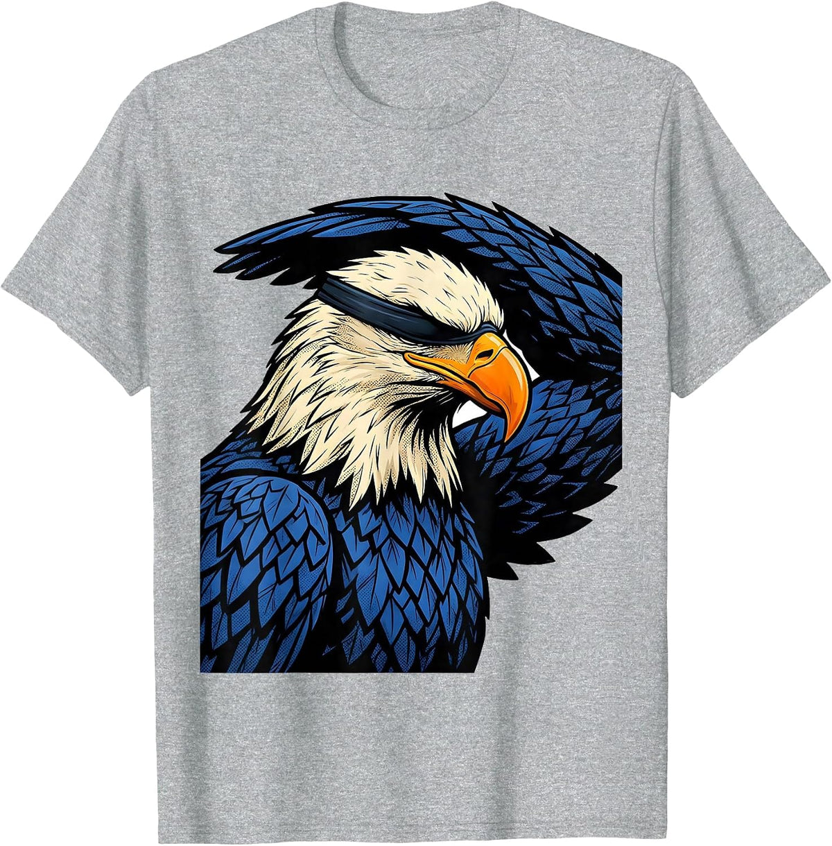 Men's Bald Eagle Comic Book Mascot Humor Novelty T-Shirt - Heather Grey