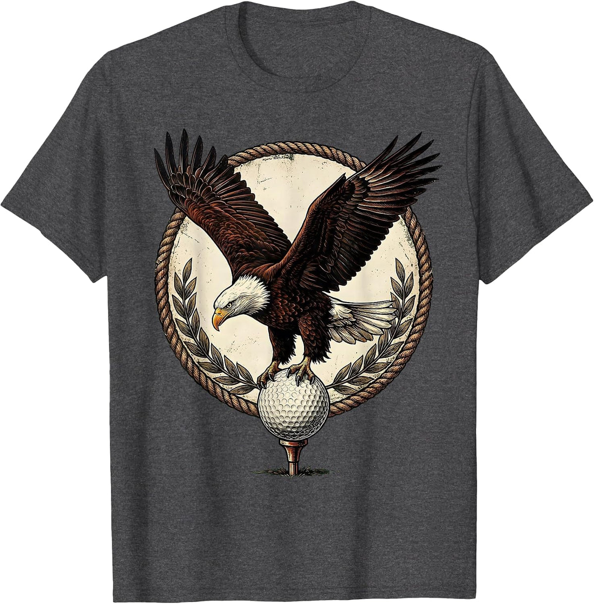 Bald Eagle Golf Dive Graphic Tee T-Shirt - Dark Heather Grey