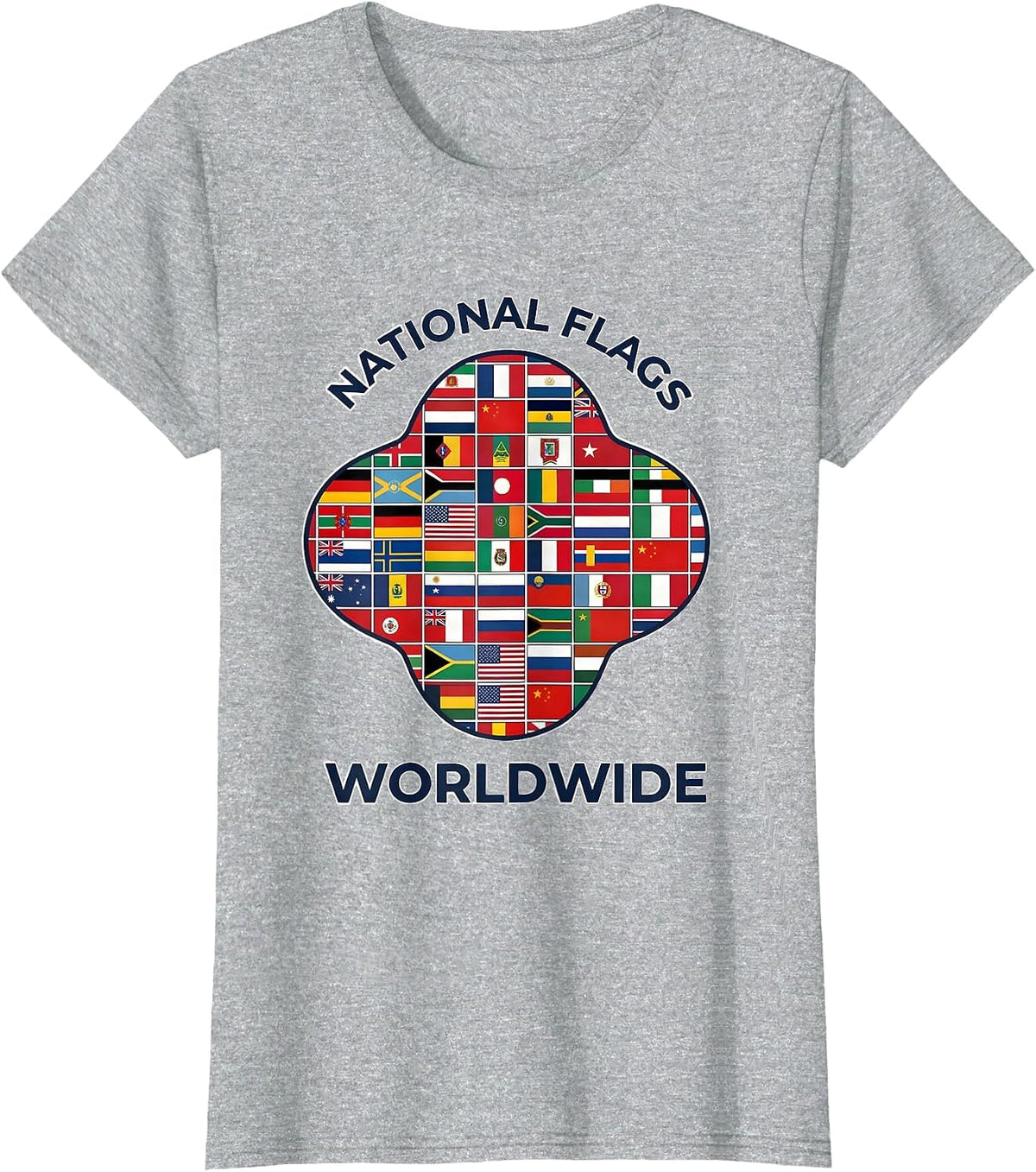 Women's National Flags Worldwide Geography Lover International T-Shirt - Heather Grey