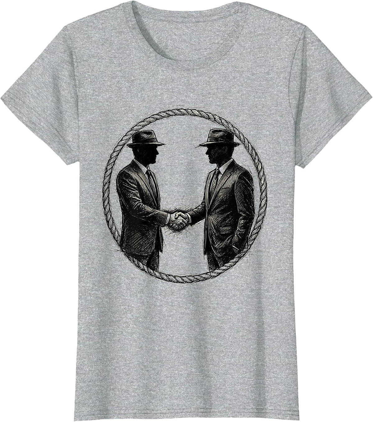 I Cant But I Know A Guy Shadowy Handshake T-Shirt - Heather Grey