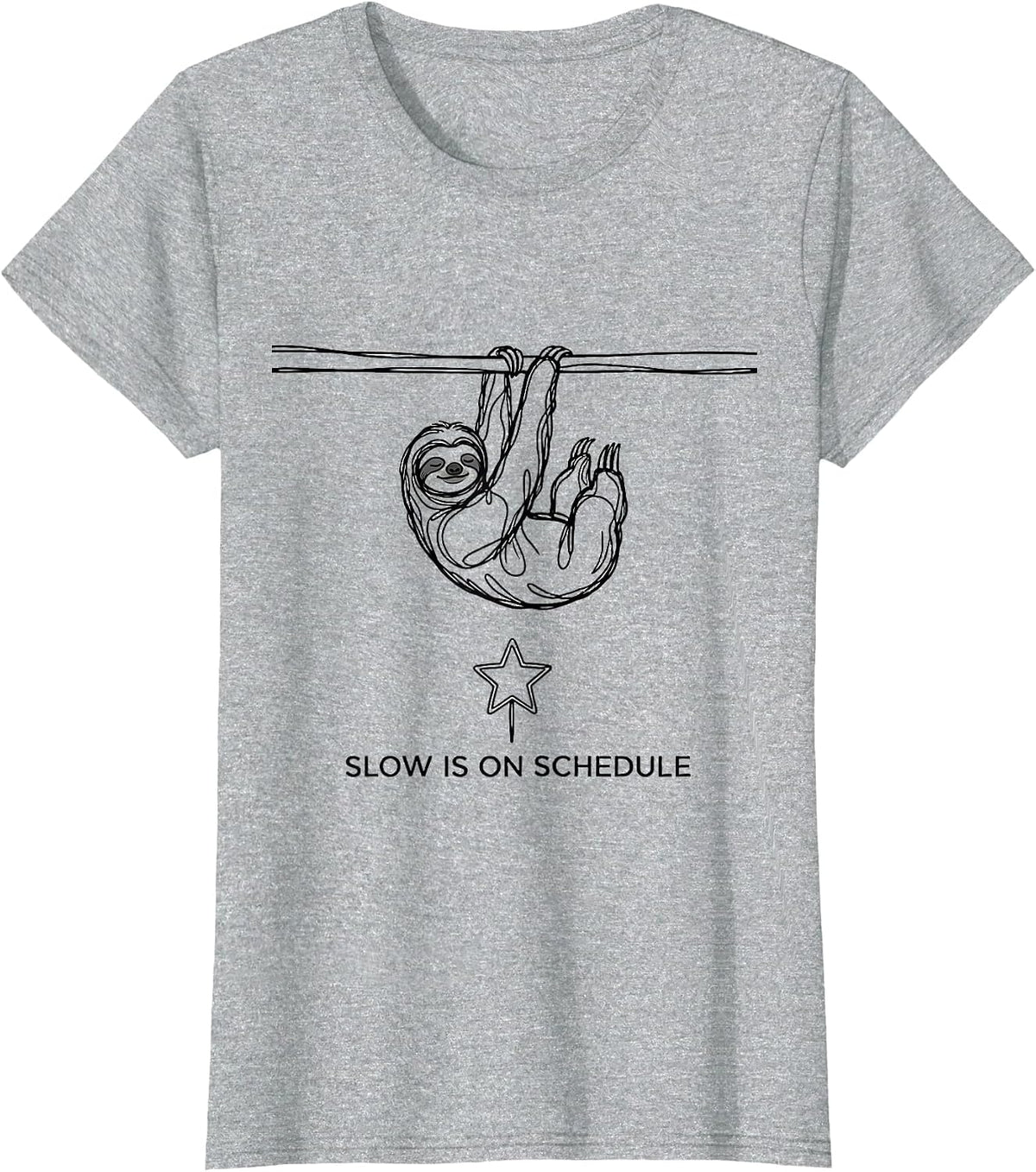 Women's Slow Is On Schedule Funny Sloth Lover Christmas Ugly Sweater T-Shirt - Heather Grey