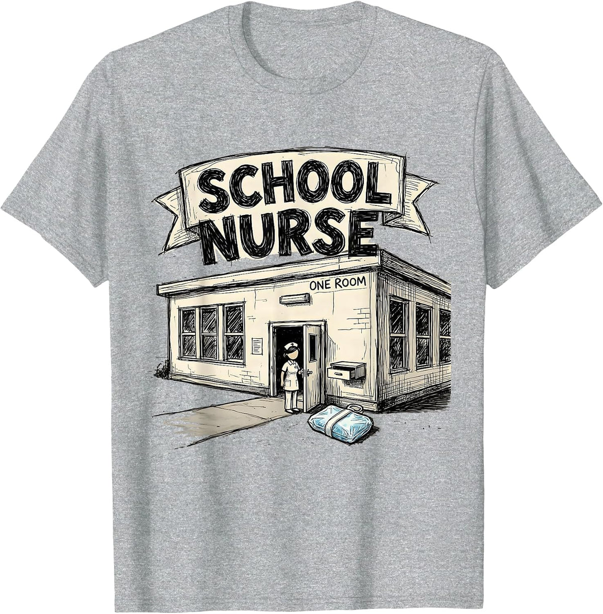 Men's School Nurse - One Room Funny Nurse Humor Appreciation Gift T-Shirt - Heather Grey