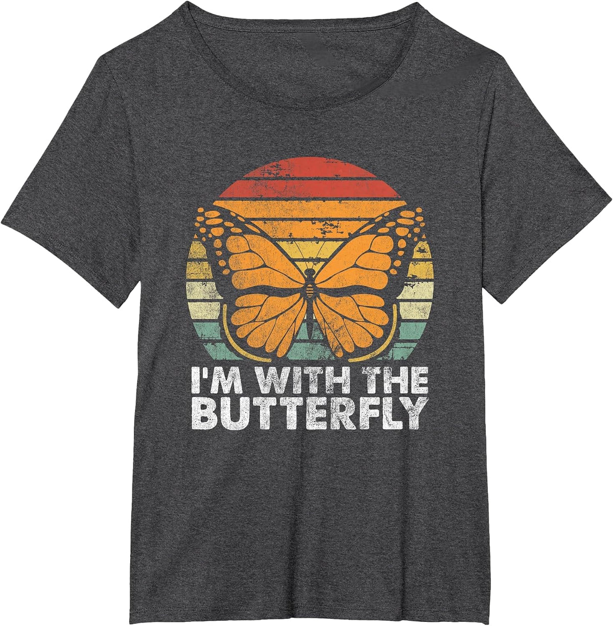 I'm with Butterfly Halloween Costume Matching Couples Party T-Shirt - Dark Heather Grey