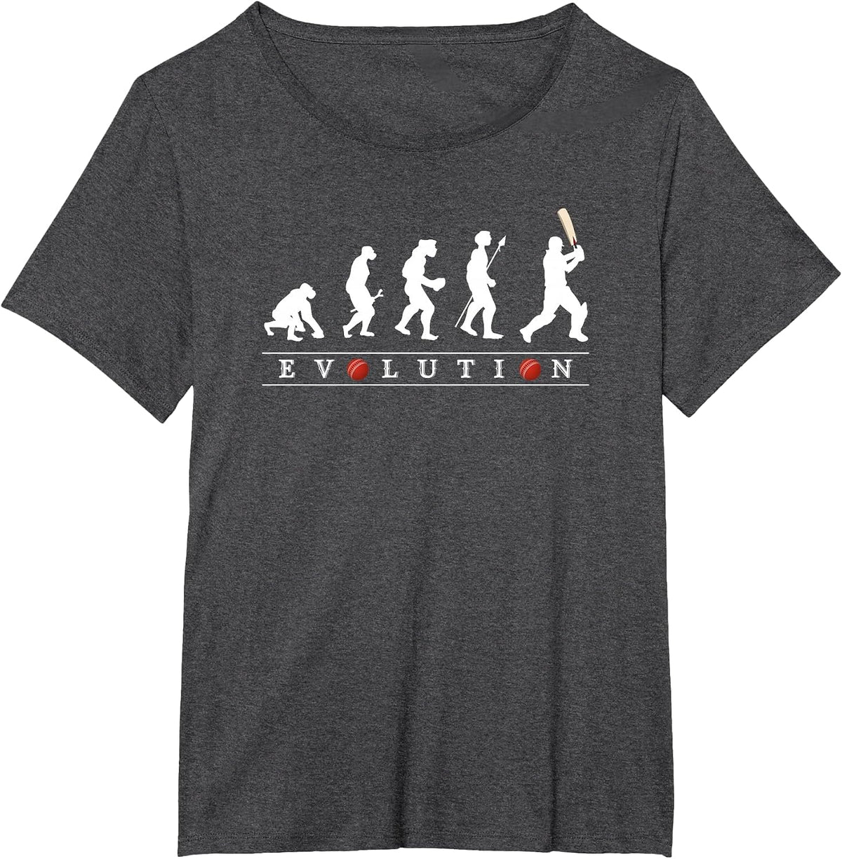 Funny Cricket Evolution T-Shirt - Dark Heather Grey