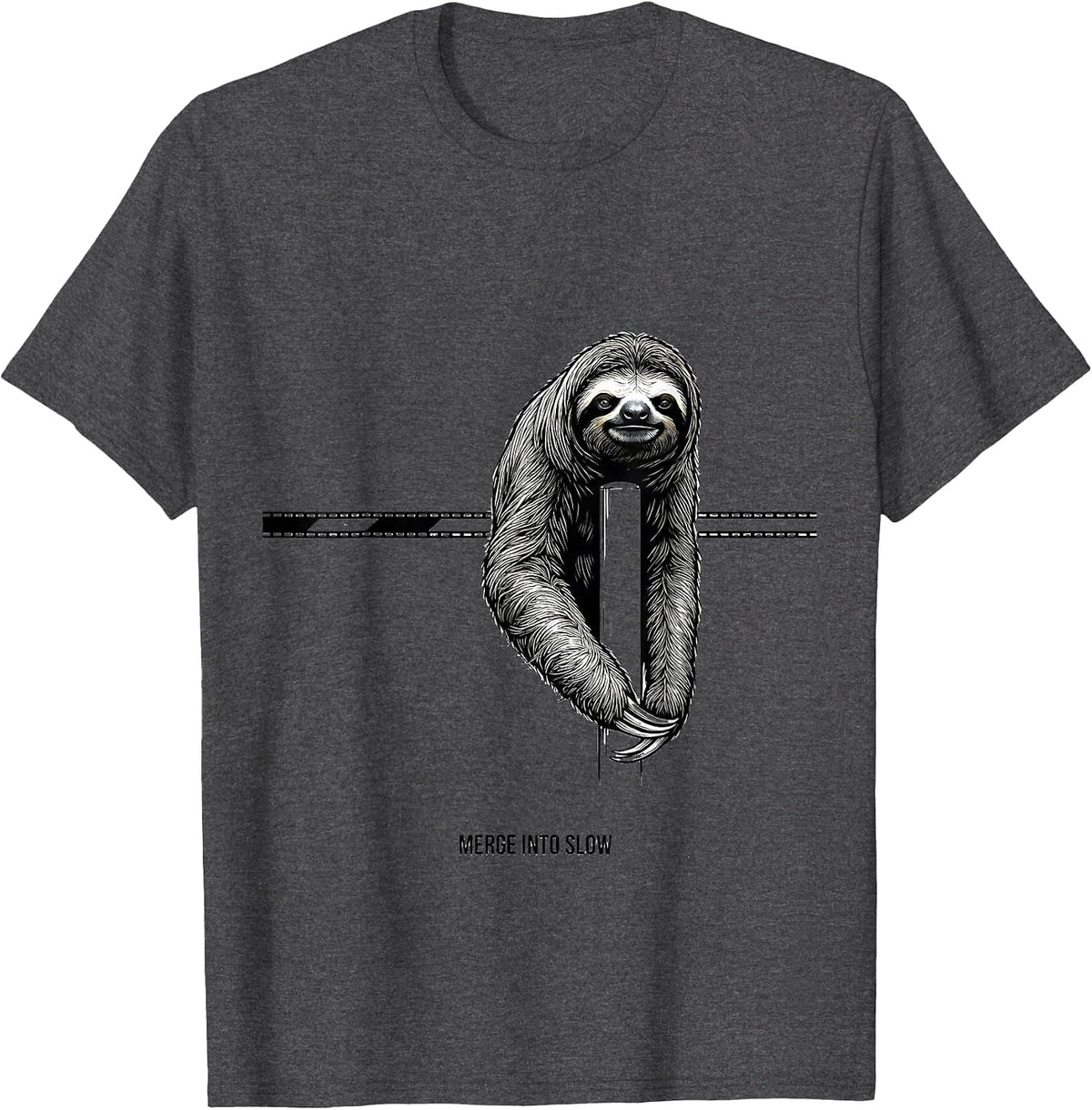 Men's Merge Into Slow Funny Sloth Lover Novelty Humor T-Shirt - Dark Heather Grey