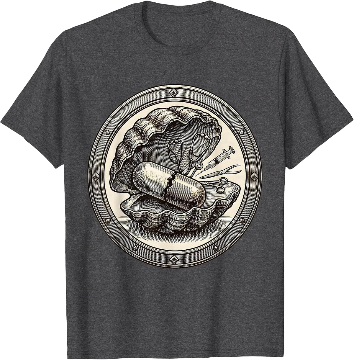 Medical Assistant Pill Capsule Tools Graphic T-Shirt - Dark Heather Grey