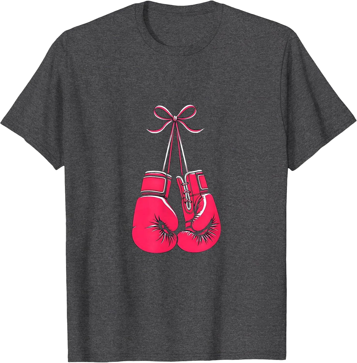 Breast Cancer Awareness Boxing Gloves Pink Ribbon T-Shirt - Dark Heather Grey
