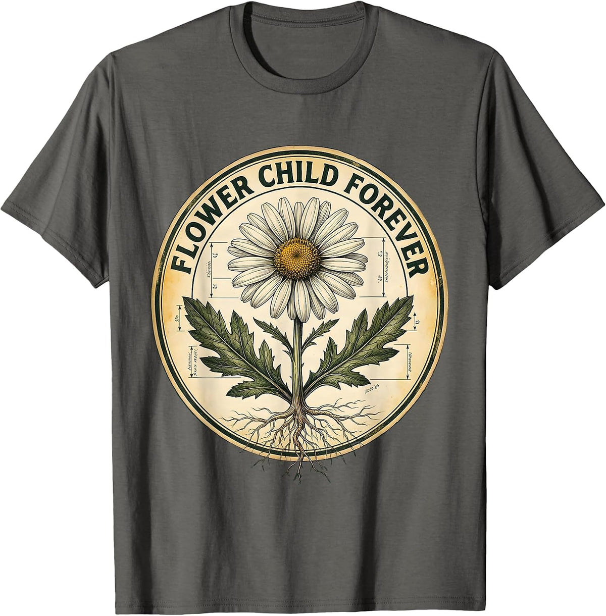 Men's Flower Child Forever Floral Boho Design T-Shirt - Asphalt Grey