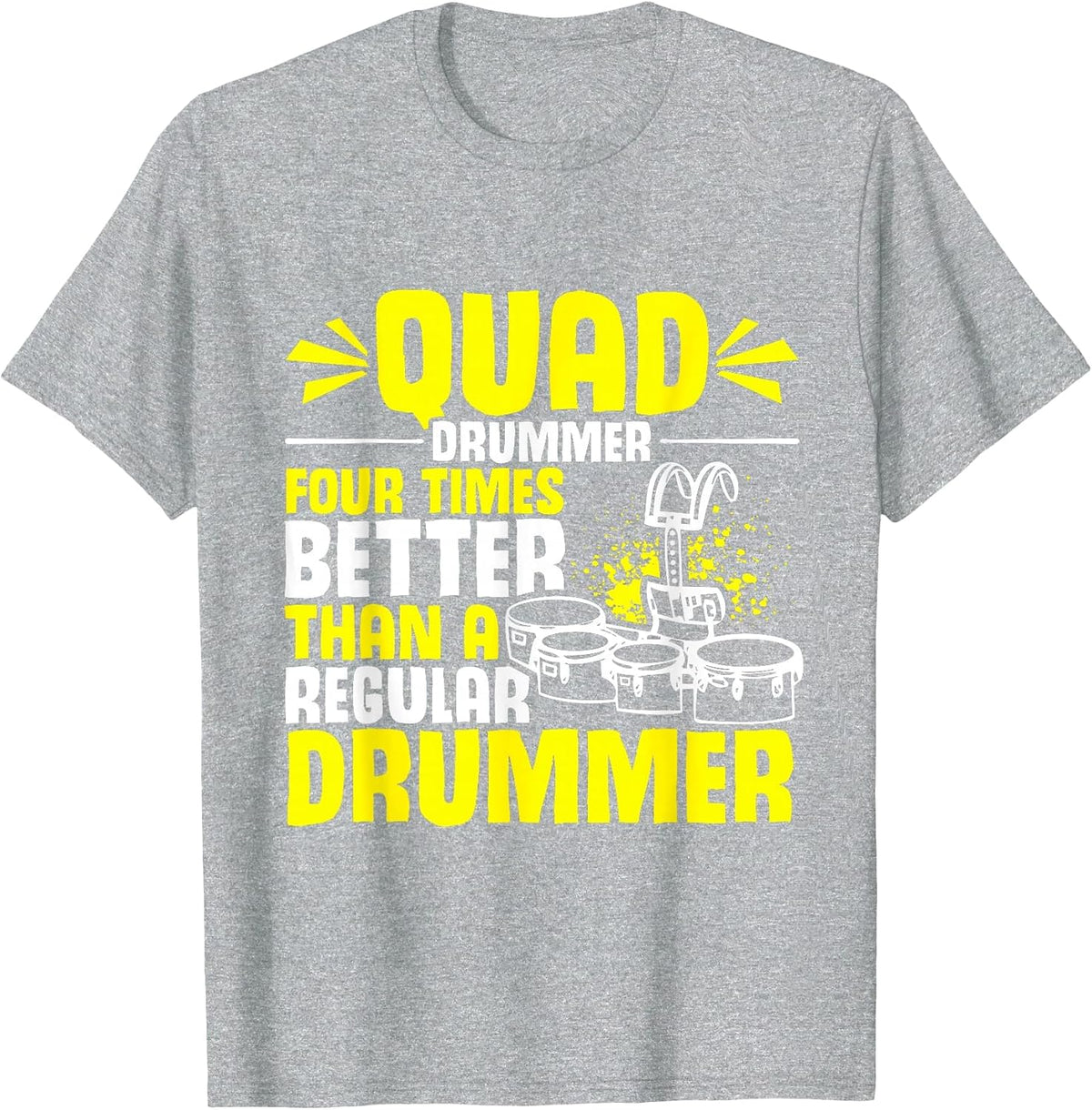 Marching Band | Quad Drum | Funny Tenor Drummer T-Shirt - Heather Grey