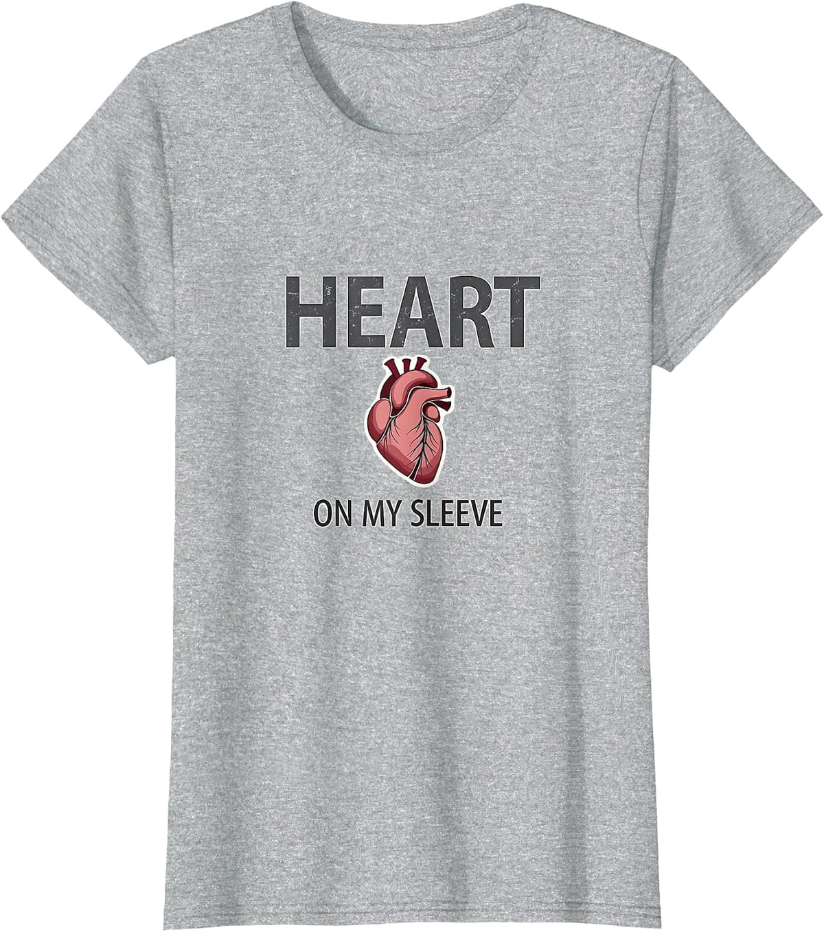 Heart On My Sleeve Valentine's Romance Design T-Shirt - Heather Grey