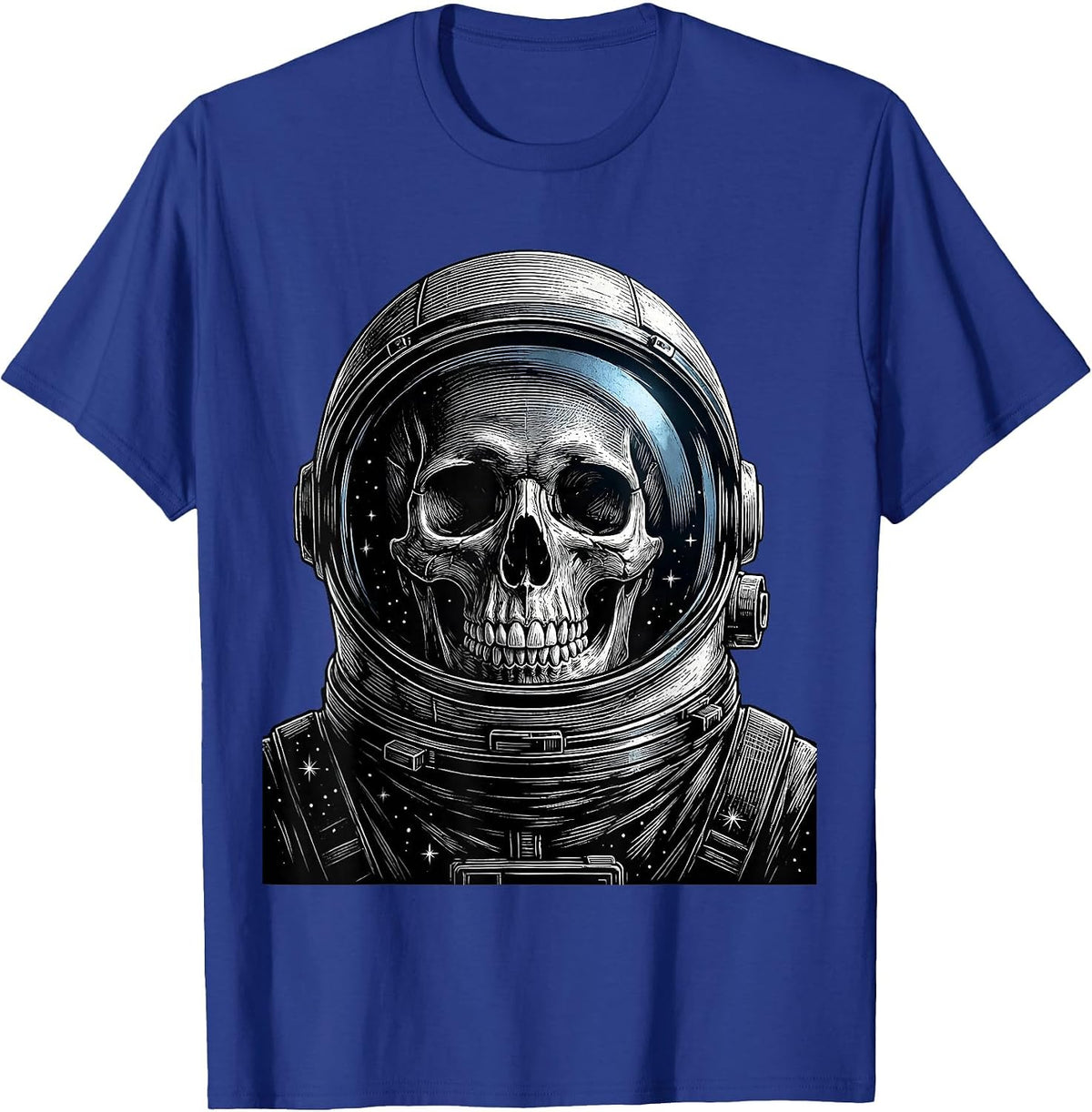 Men's Astronaut Skull Floating in Deep Space T-Shirt - Royal Blue