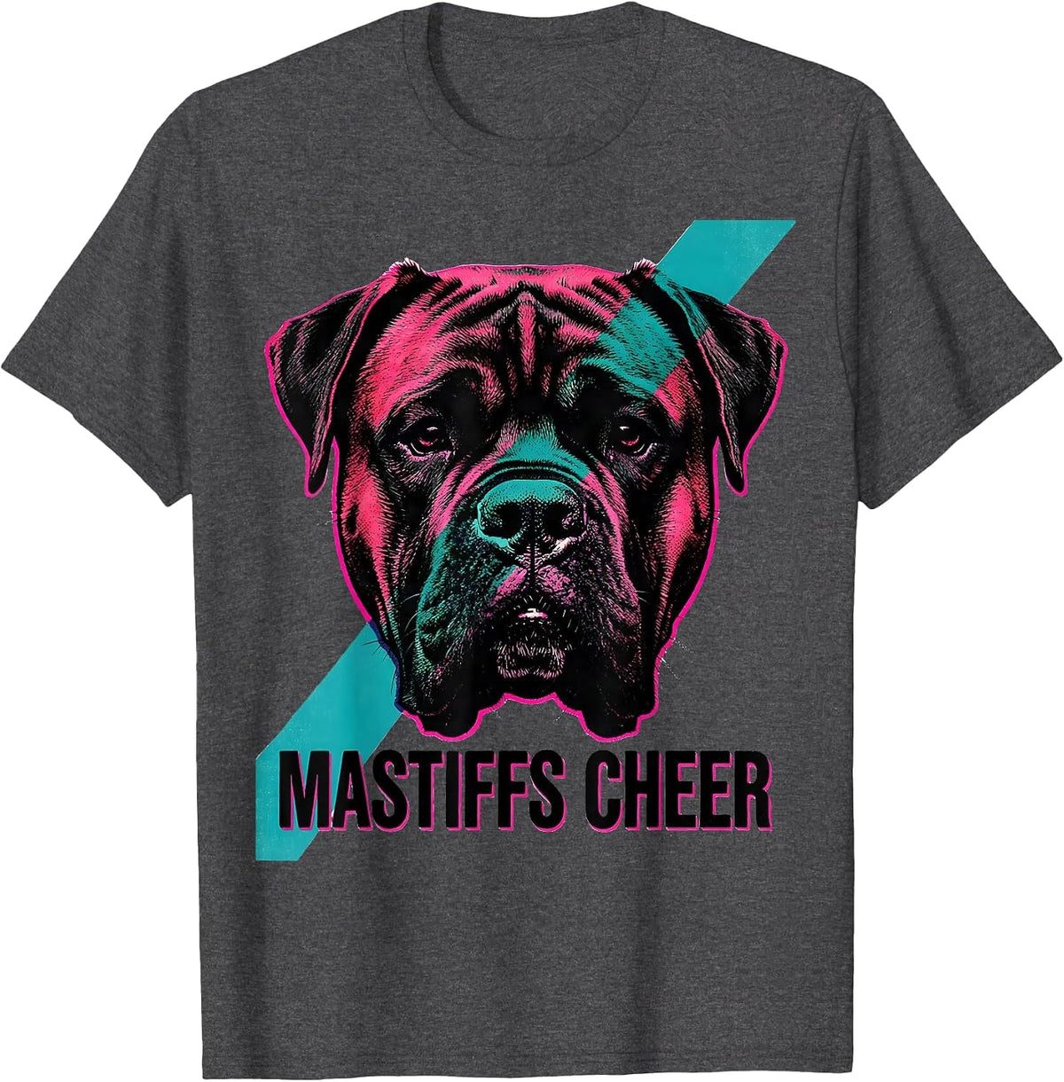 Mastiffs Cheer Risograph School Spirit Mascot Team Pride T-Shirt - Dark Heather Grey