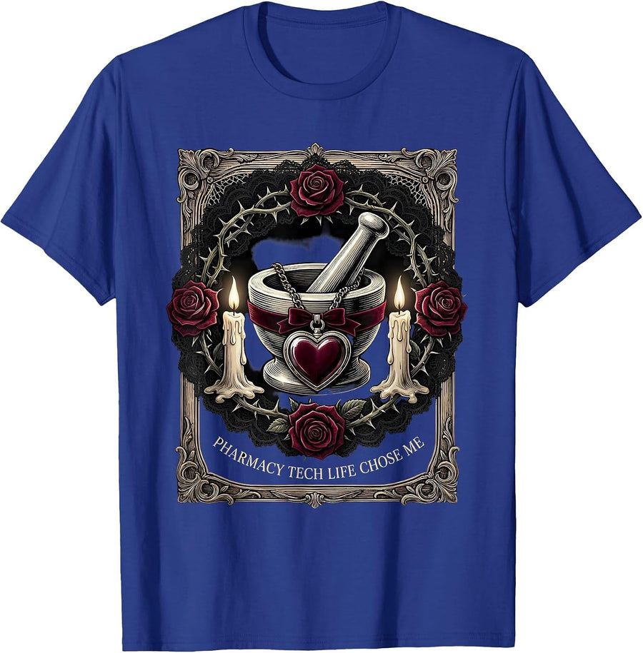 Pharmacy Tech Life Chose Me Technician Design T-Shirt - Royal Blue