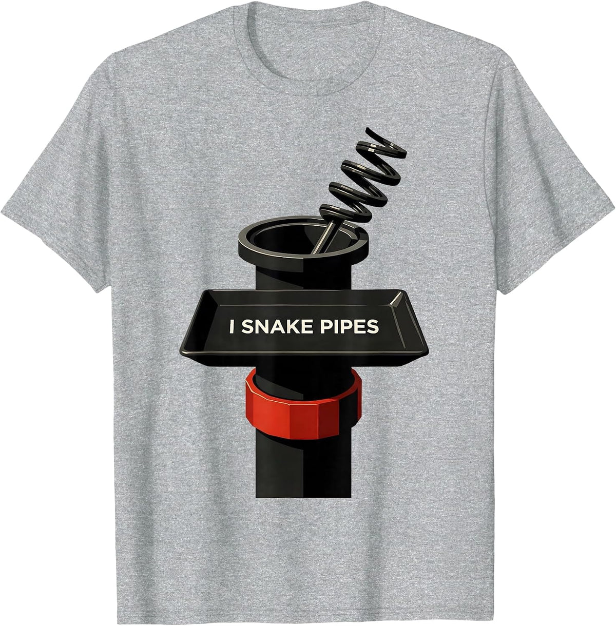Men's I Snake Pipes Funny Plumber Pipefitter Occupation Humor T-Shirt - Heather Grey