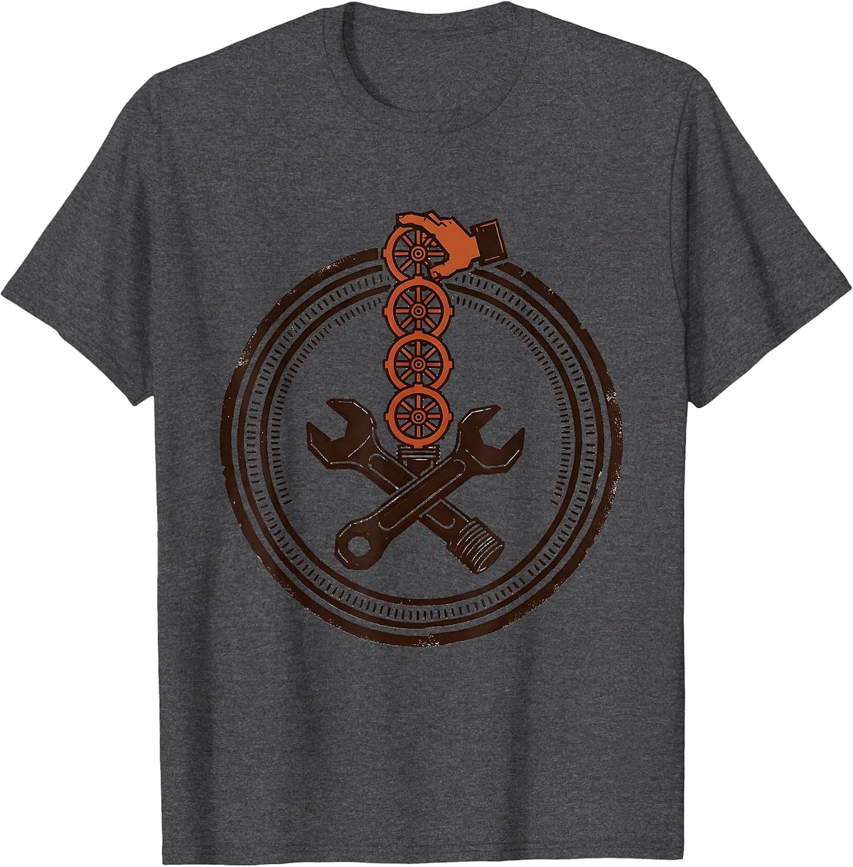 Sealed Pipe Wrench Badge Funny Plumber Occupational Humor T-Shirt - Dark Heather Grey