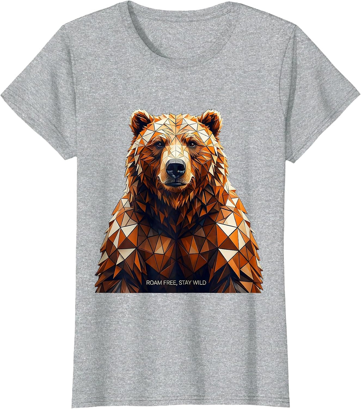 Bears Roam Free Stay Wild Nature Design T-Shirt - Heather Grey
