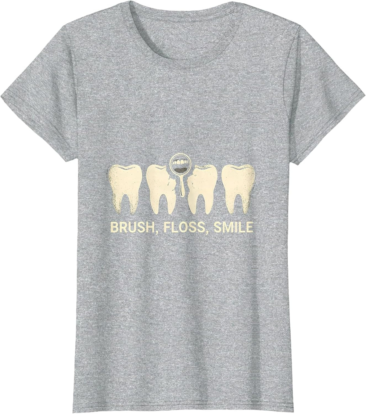 Brush Floss Smile Funny Dental Hygienist Dental Assistant T-Shirt - Heather Grey
