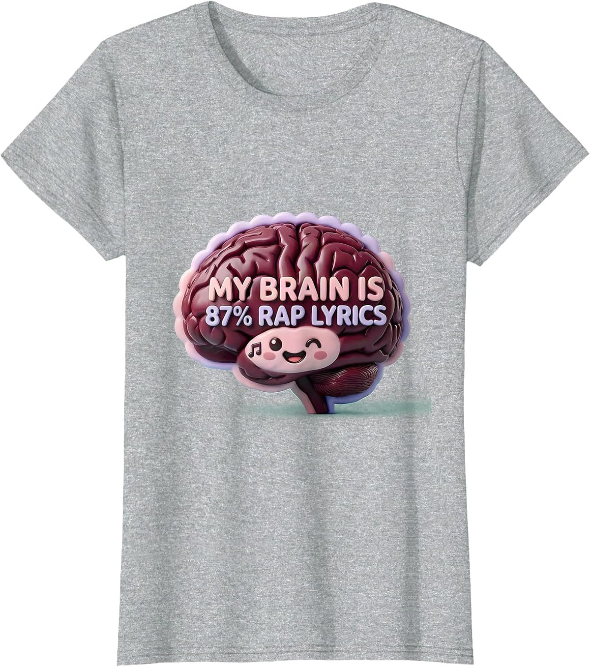 My Brain Is 87% Rap Lyrics Cute Kawaii Music Lover Humor T-Shirt - Heather Grey