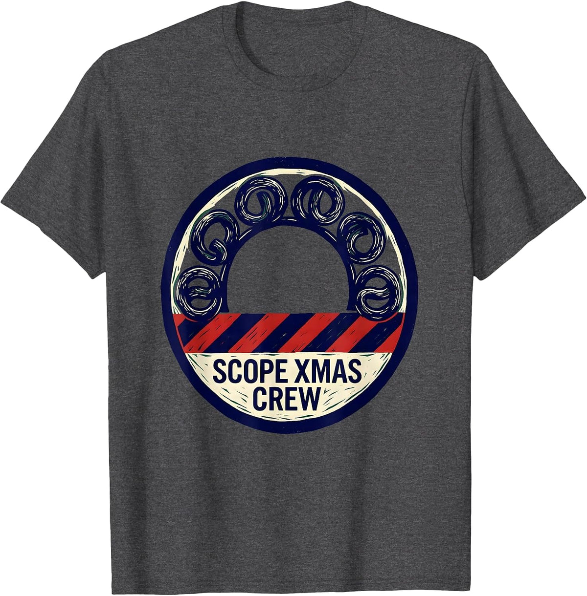 Scope Xmas Crew Linocut Gastro Nurse Endoscopy Tech T-Shirt - Dark Heather Grey