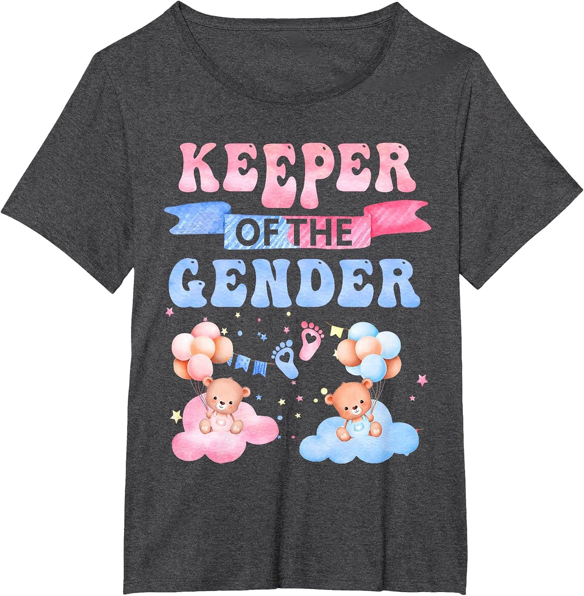 Keeper of The Gender Reveal Baby Bear Balloons Pink Or Blue T-Shirt - Dark Heather Grey