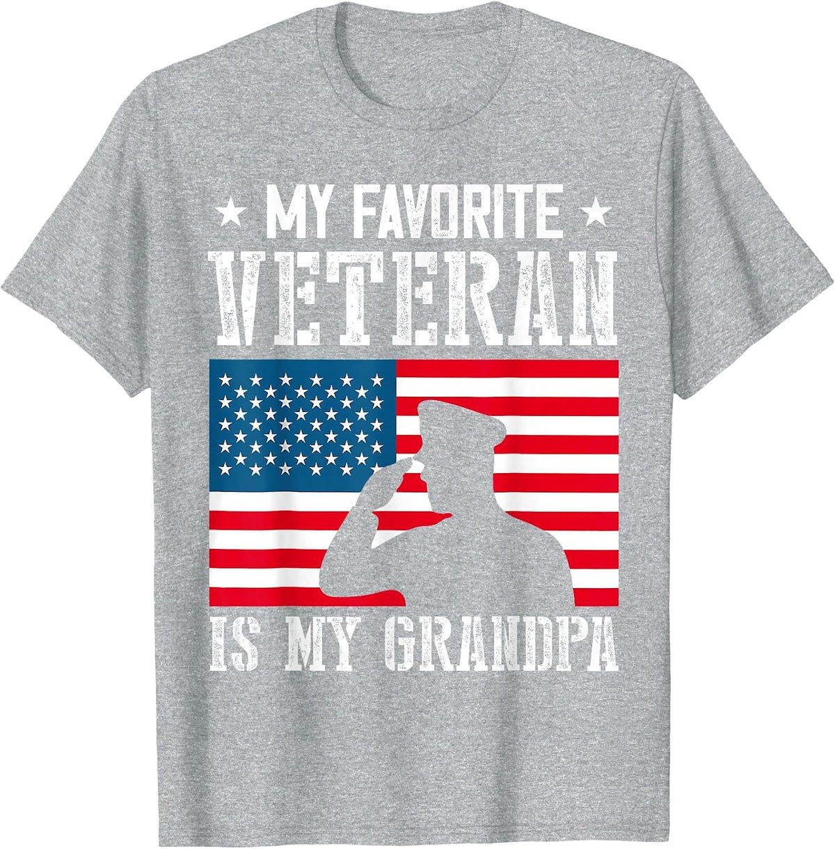 My Favorite Veteran is My Grandpa Veterans Day Thank You T-Shirt - Heather Grey